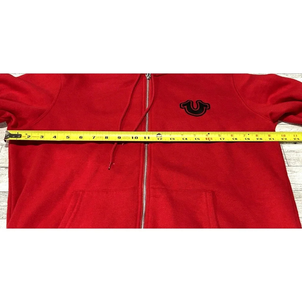 MEN'S TRUE RELIGION BUDDHA LOGO CORE ZIP UP HOODIE‎ JACKET TRUE RED LARGE
